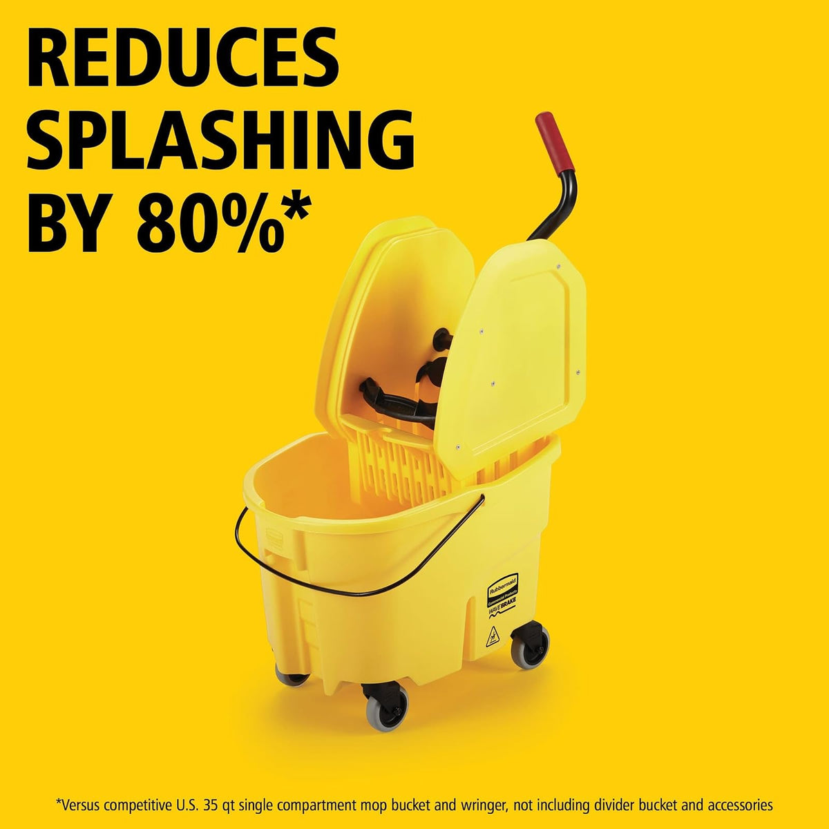 Rubbermaid Commercial Products WaveBrake 35 QT cubeta y escurridor de Prensa descendente en Ruedas, Amarillo, para Limpieza Profesional e Industrial de Suelos de Alta Resistencia