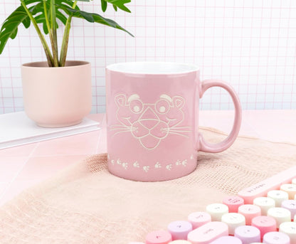 Silver Buffalo Pink Panther - Taza de cerámica con logotipo clásico, resistente a la cara de 20 onzas