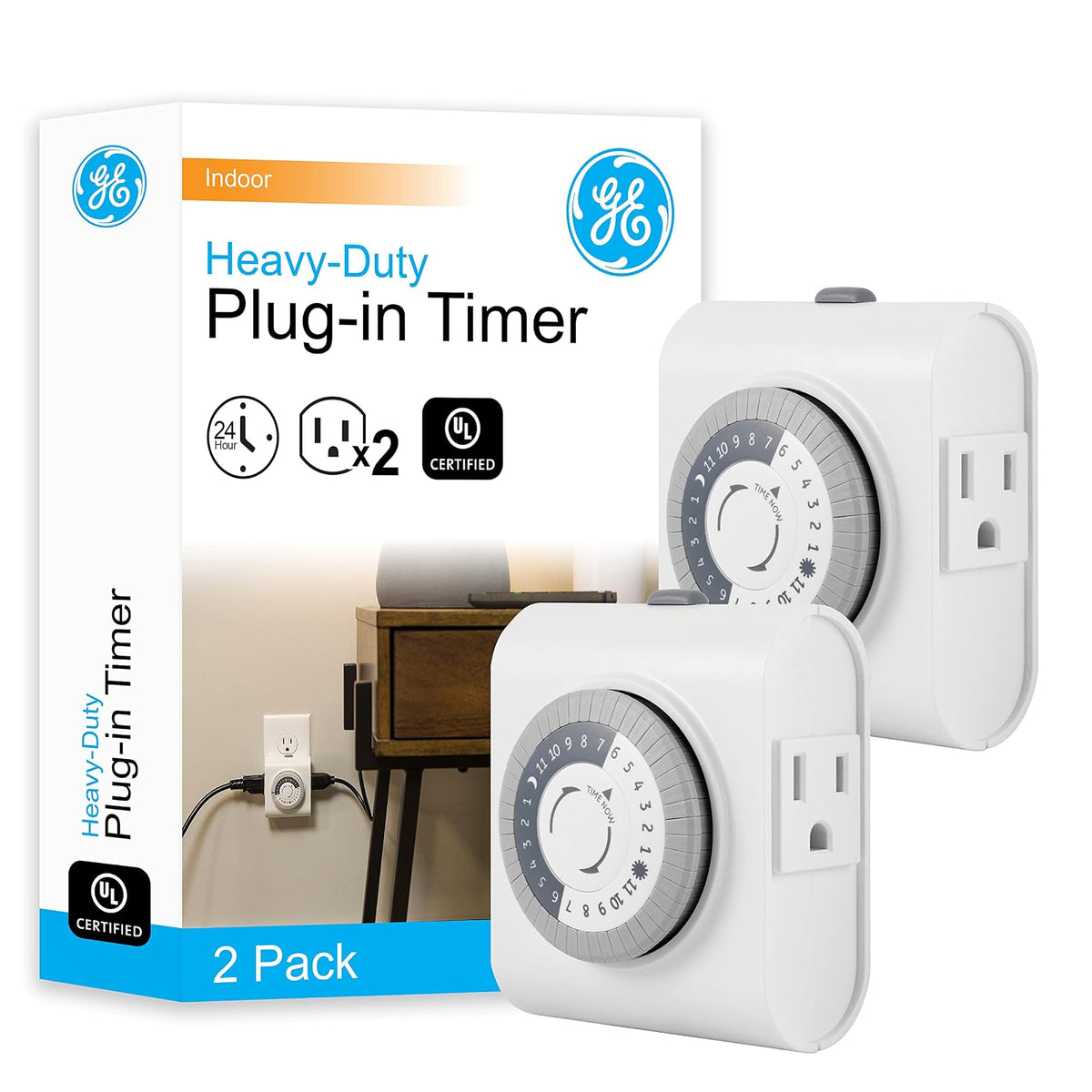 GE 66404 Temporizador Mecánico de 24 Horas, 2 Salidas - 2 Count (Pack of 1)