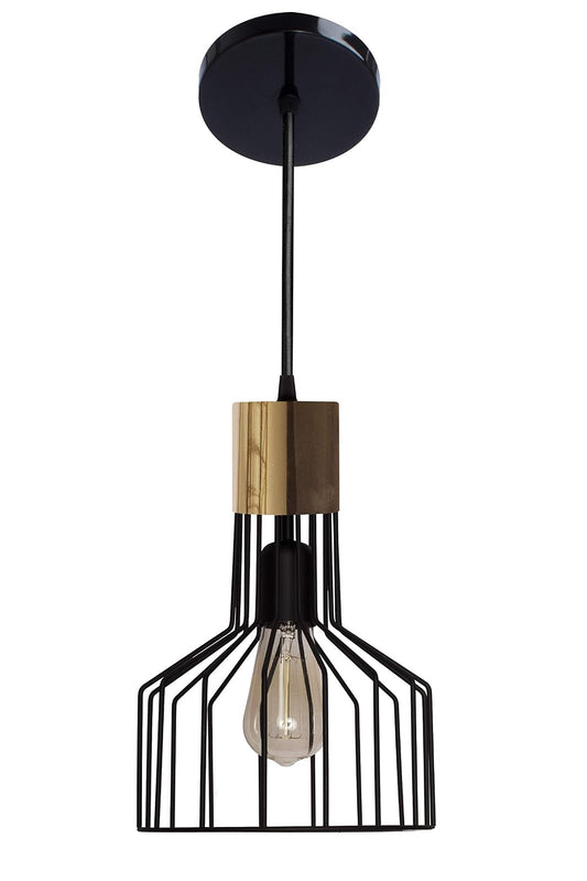 Maxxi MX-CL7008/D Candil de Rejilla Negra, Copo Dorado