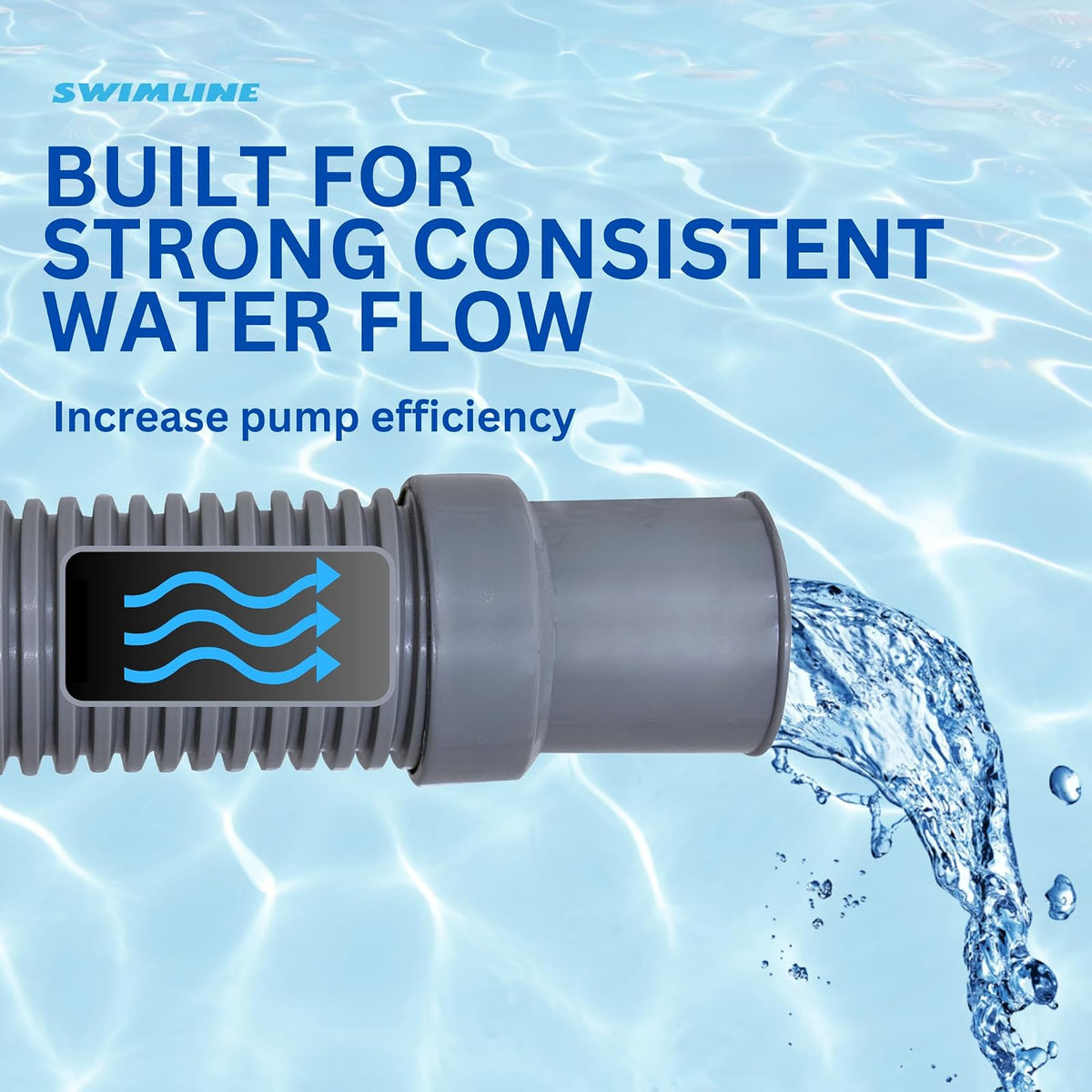 Swimline HYDROTOOLS Manguera de conexión de Filtro de Bomba de Piscina con Manguito, 1.5 Pulgadas x 9 pies, Resistente, Flexible, Duradera y a Prueba de Fugas, Resistente a Productos químicos y UV |