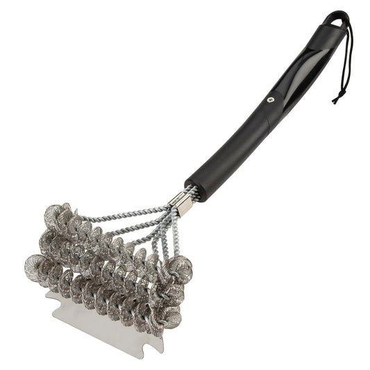 Cuisinart - cepillo para polvo de triple bobina, cepillo para polvo de parrilla de acero inoxidable de 17 pulgadas con raspador ancho para todas las rejillas, accesorio de parrilla sin cerdas para una