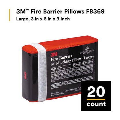 3M Fire Barrier Almohadas FB369, tamaño grande, autónomas, intumescentes, reintroducibles, reutilizables, 3 x 6 x 9 pulgadas
