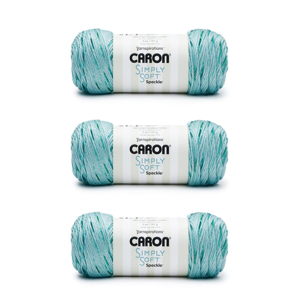 Caron Simply Soft Estambre Acrílico Diseños Especiales, Paquete de 3 x 141 g - Abyss Speckle