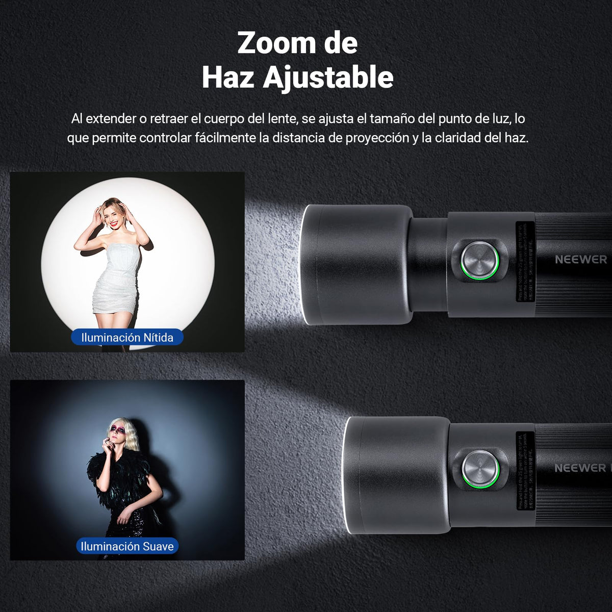 NEEWER Basics RGB Linterna Fotografía Flashlight,4 Color/20 Filtro Gobo/CRI95+/7500 mAh,10W 6300K Foco LED Portátil Vídeo Ambiental Aluminio Efecto Atardecer para Iluminación Estudio Grabación, FL10