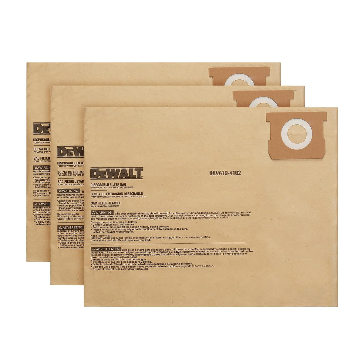 DEWALT DXVA19-4102, bolsa de filtro compatible con DXV12P DXV14P DXV16PA DXV16S