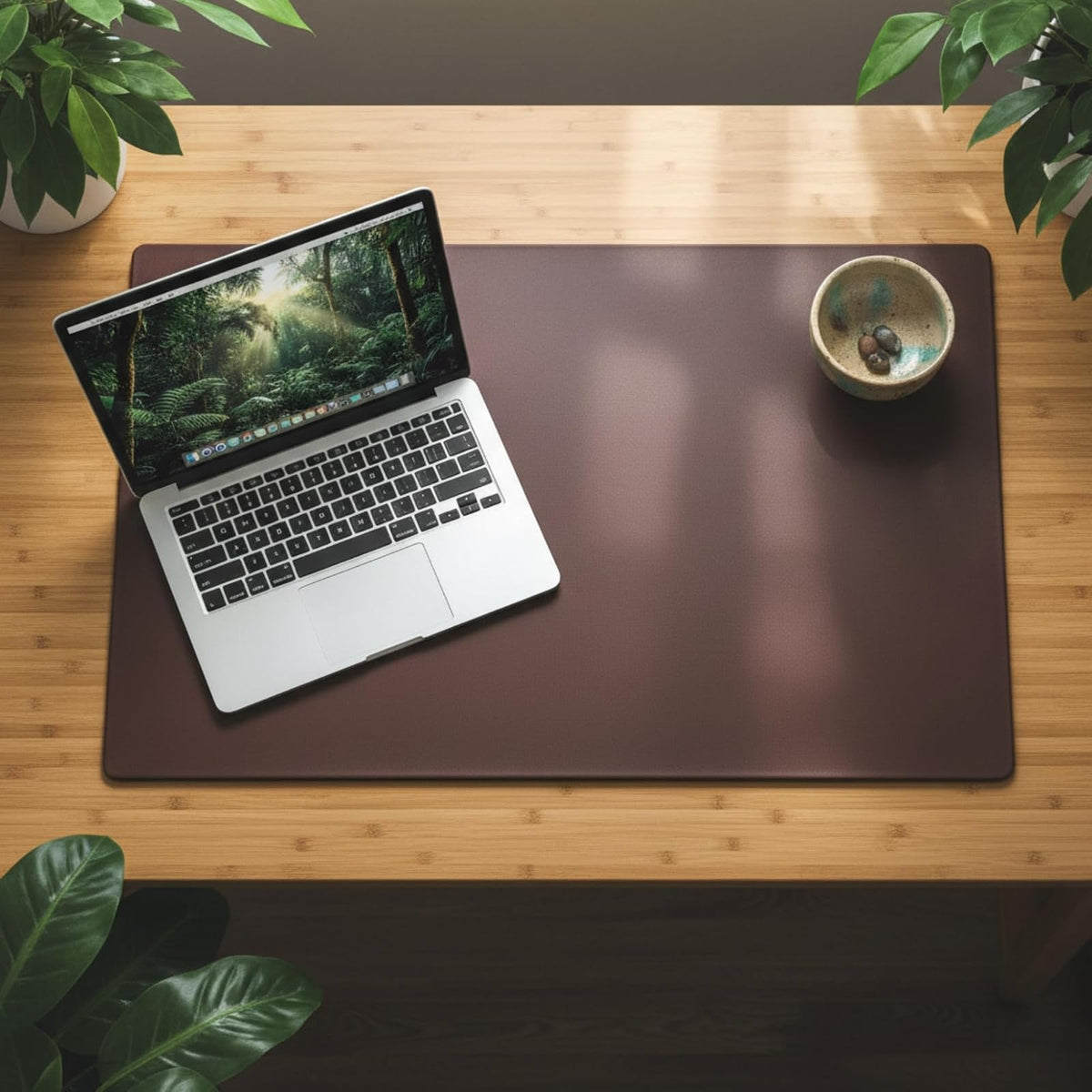 Dacasso P3418 Leather 30" x 19" Desk Mat Without Rails, Chocolate Brown