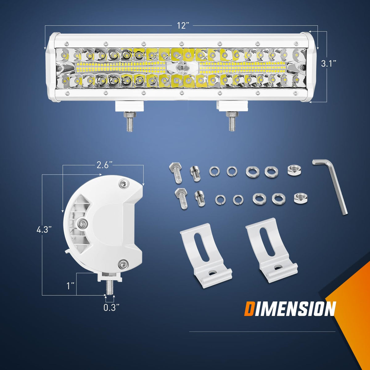 Nilight 18062CW Barra de Luz LED de Navegación Marina de 12 Pulgadas, Combo Punto/Inundación Blanco, para Barco