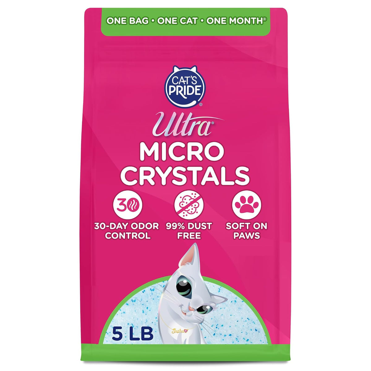 Ultra Micro Crystals | Arena de Microcristales de Sílice para Gato | Control de Olor hasta 30 días | 5 LB
