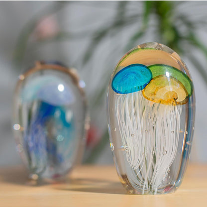 Running Cápsula de Cristal con Medusa | Adornos para Sala y Oficina | Animales Marinos | Figura Decorativa | Multicolor