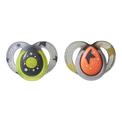Tommee Tippee Closer to Nature Night Pacifier, 6-18 Months, 2 Count (Colors may vary)