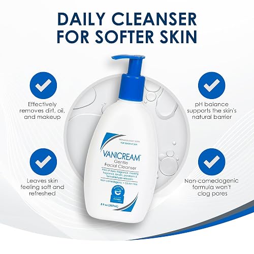 Limpiador facial suave Vanicream para pieles sensibles con dispensador de bomba, 8 onzas