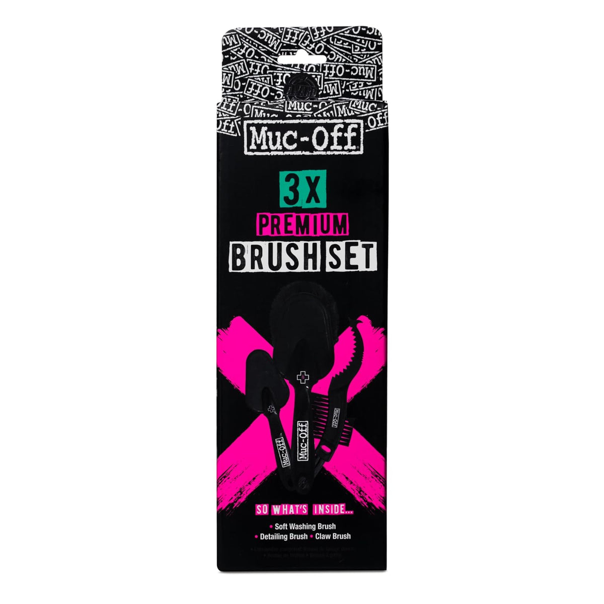 Muc-Off 220 Juego de 3 Cepillos de Limpieza Premium para Bicicleta con Cerdas de Nailon, Multicolor