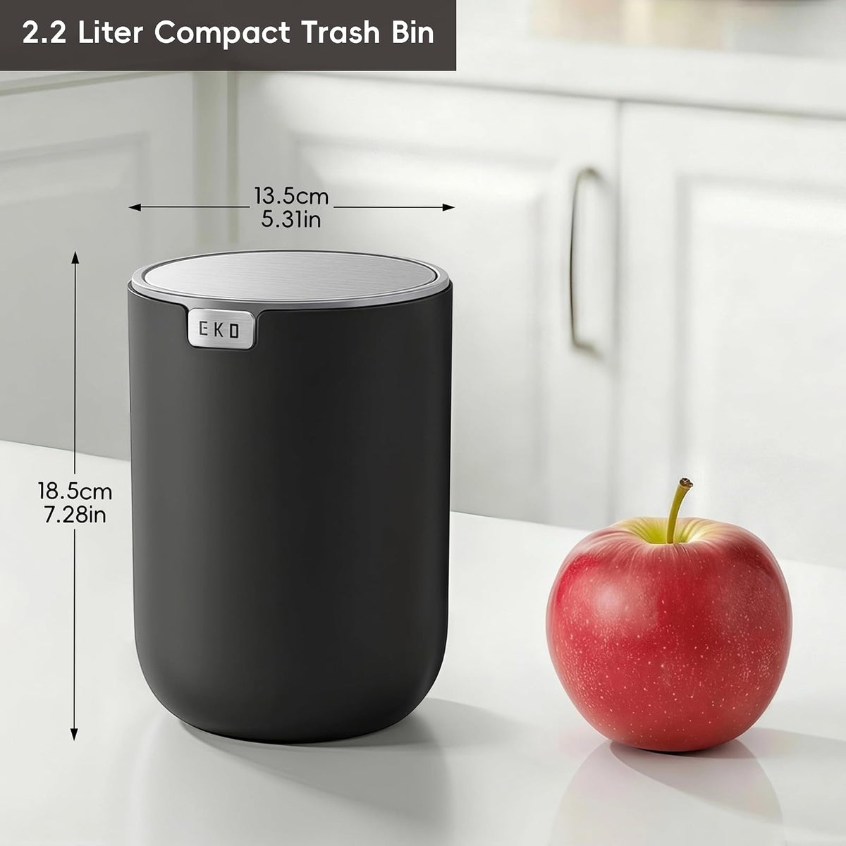 EKO Fandy Mini Basura 2.2L Acero Inoxidable con Tapa Abatible Negra