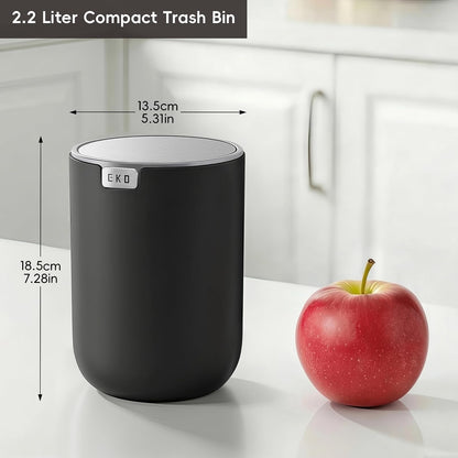 EKO Fandy Mini Basura 2.2L Acero Inoxidable con Tapa Abatible Negra