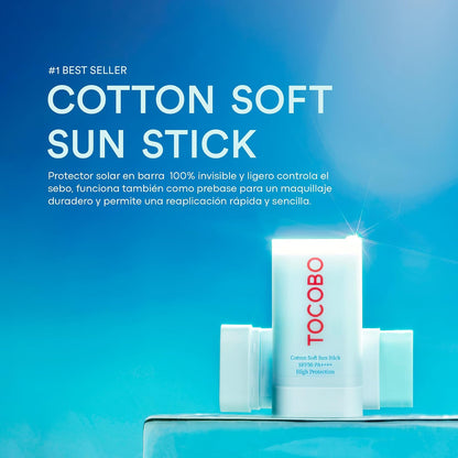 TOCOBO Cotton Soft Sun Stick SPF50+ PA+++ 19 g Barra Solar Suave de Algodón 19 g Barra Solar Facial Vegana con Acabado Mate