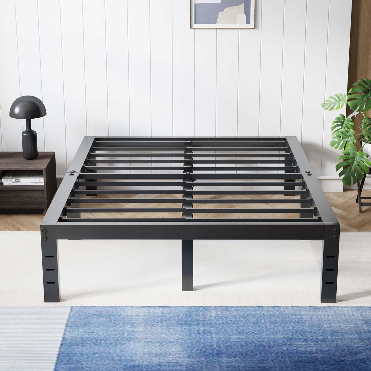 Avenco - Marco de Cama con Plataforma de Metal, tamaño King, 14 Pulgadas, diseño silencioso sin Ruido, Soporte de Acero Resistente, Almacenamiento Debajo de la Cama, fácil Montaje, no Necesita somier