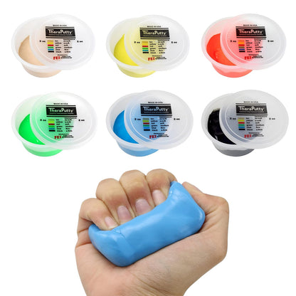 CanDo Theraputty Masilla Terapéutica Antimicrobiana para Manos - 59,14 ml - marrón claro - amarillo - rojo - verde - azul - negro, set de 6 piezas