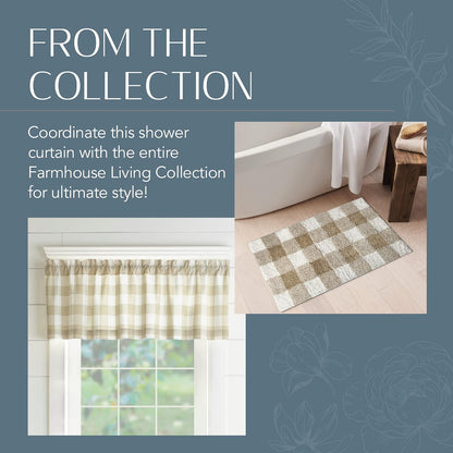Elrene Home Fashions Cortina de Ducha a Cuadros de búfalo, Bronceado y Blanco., 72" x72", 1