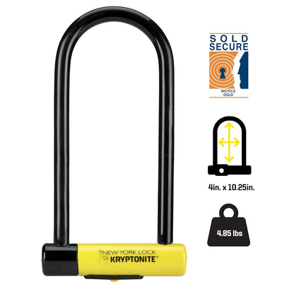 Kryptonite New York LS - Bloqueo en U, Resistente antirrobo, Cerradura de Seguridad para Bicicleta, Color Dorado, grillete de 16 mm de Largo con Llaves, Bloqueo de Seguridad definitivo para