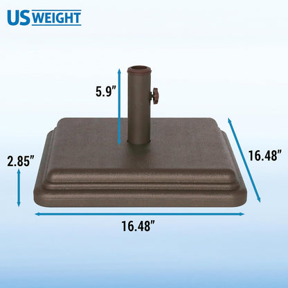 Base de paraguas de peso de EE. UU. de 40 libras, base de paraguas pesada para uso con mesa de patio, base resistente, tallo de 4 pulgadas, se adapta a tamaños de poste de 1 a 1.5 pulgadas, bronce