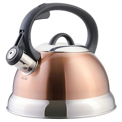 MR. COFFEE Flintshire - Tetera silbante de acero inoxidable con mango de nailon, 1.75 cuartos de galón, cobre