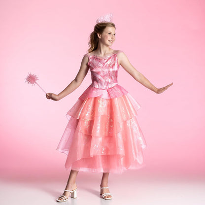 Disguise Wicked Glinda Costume for Girls, Deluxe Official Wicked Pink Glinda Costume Dress Disfraz Infantil