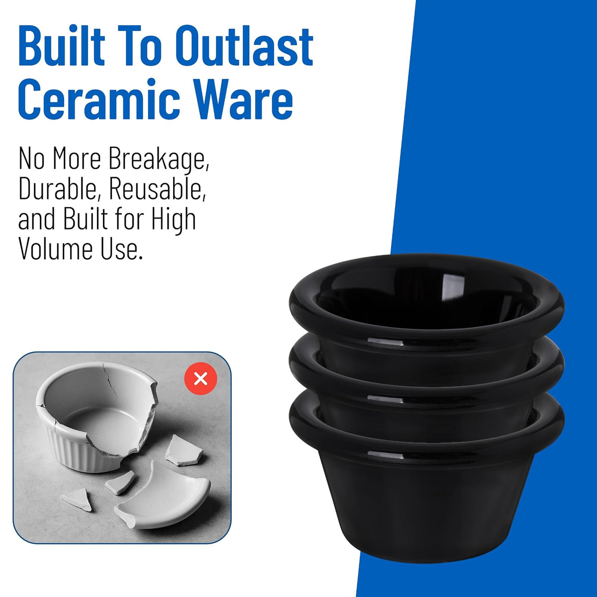 Carlisle 4312203 negro 2 onzas. Suave Ramekin (caja de 48)