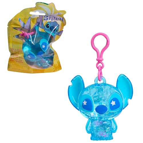 Disney Figura Clip-On Swirl-a-Stitch Stitch, Figura de Plástico de 8 cm con Líquido, Cuentas de Colores y Brillantina, Juguete para Niños de 3 Años en Adelante, de Just Play