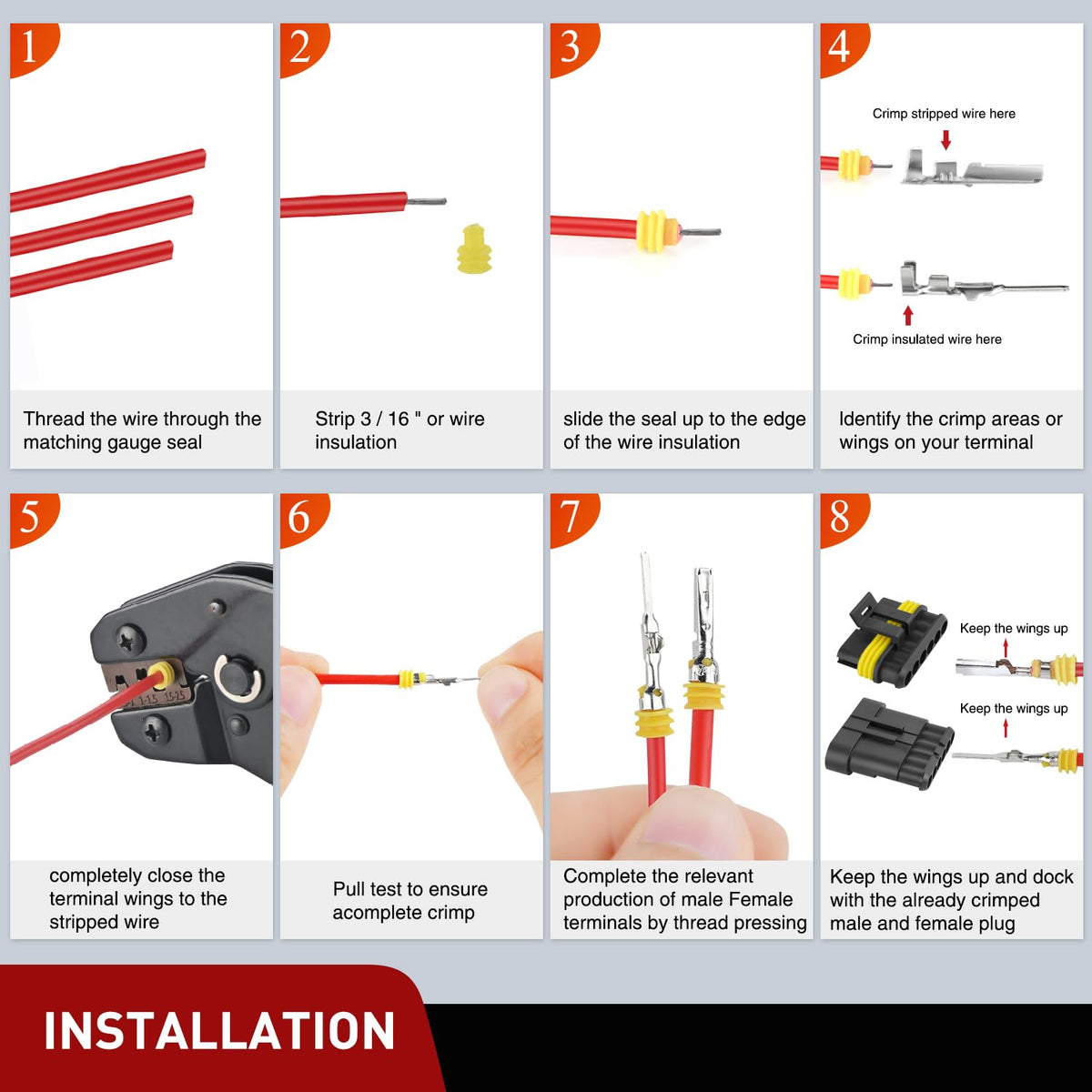 Nilight - 260 conectores eléctricos de 6 pines, conector de cable macho y hembra, impermeable, conector de 6 vía para automóvil, camión, motocicleta, barco, juego de 10.
