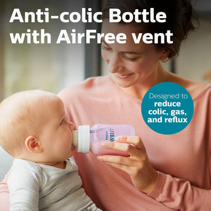 Philips Avent Set de Regalo Anti-colic Recién Nacido Rosa | Los esenciales para empezar | Ayuda a reducir cólicos y malestares | Sistema Anti-colic AirFree™ | 7 pz | SCD307/02