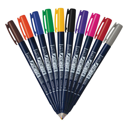Set de 10 Marcadores de Colores Fudenosuke Tombow Punta Dura