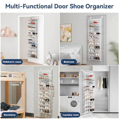 Whitmor Organizador de Zapatos 36 Pares 12 Niveles | Sobre puerta/montaje en pared, dormitorio/entrada/armario, marco metal malla, no taladrar
