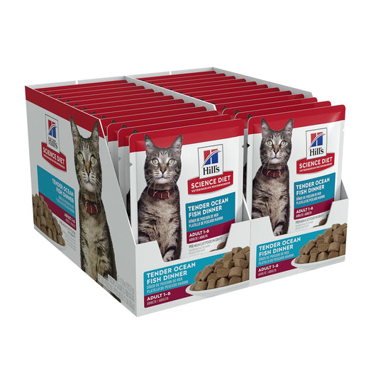 Hill's Science Diet Alimento Húmedo para Gato Adulto Pescado 24 Pack 79G | Alimento húmedo Hill's para gato, pescado marino, digestión saludable, sistema inmunológico fuerte, omega-6 y vitamina E