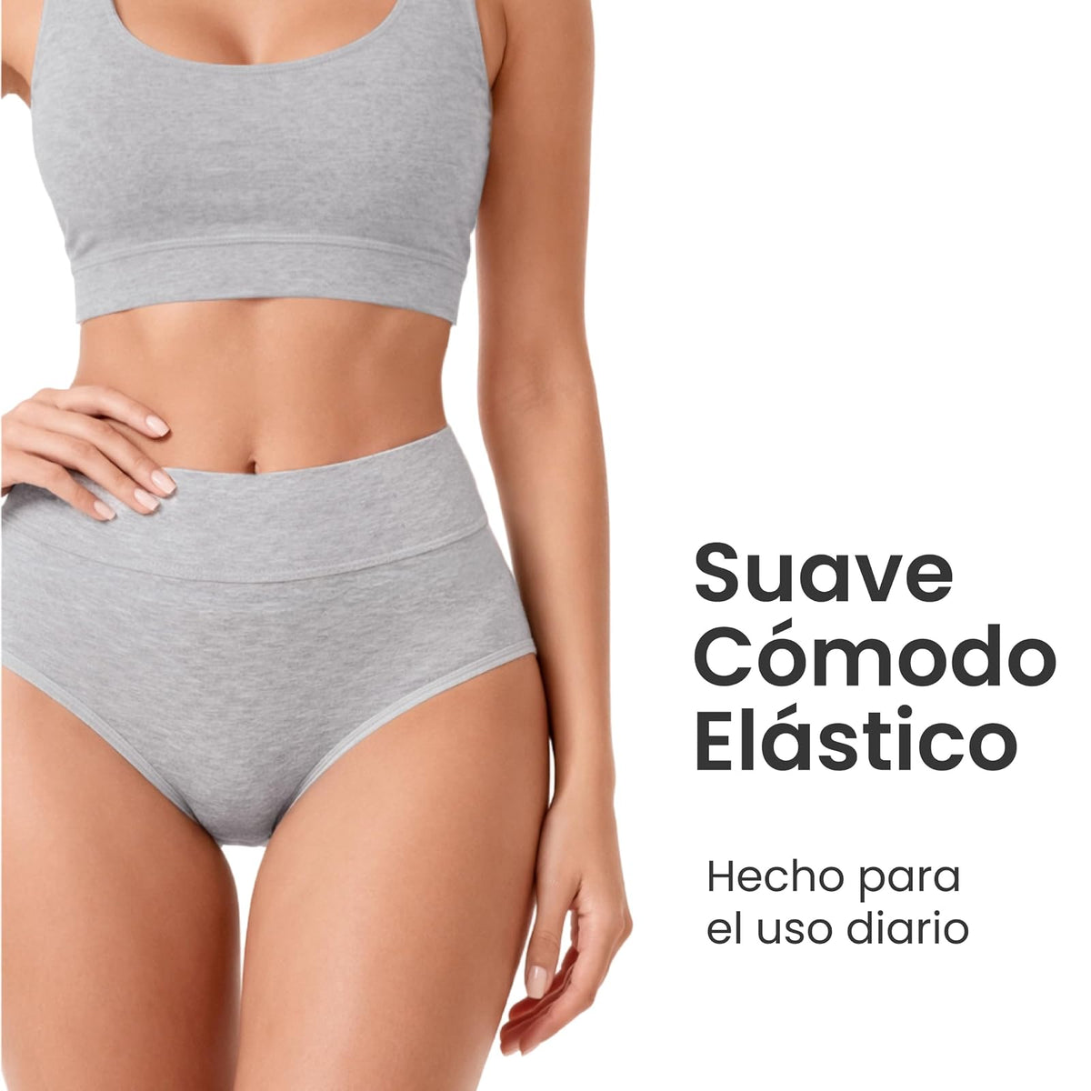 BODYcontrol Calzones de Mujer Algodón Corte Hipster Talle Alto Pack, Briefs Cintura Alta, Ropa Interior Mujer Lencería Dama Bragas Pantaletas Panties Stretch Fit Uso Set Diario 2913