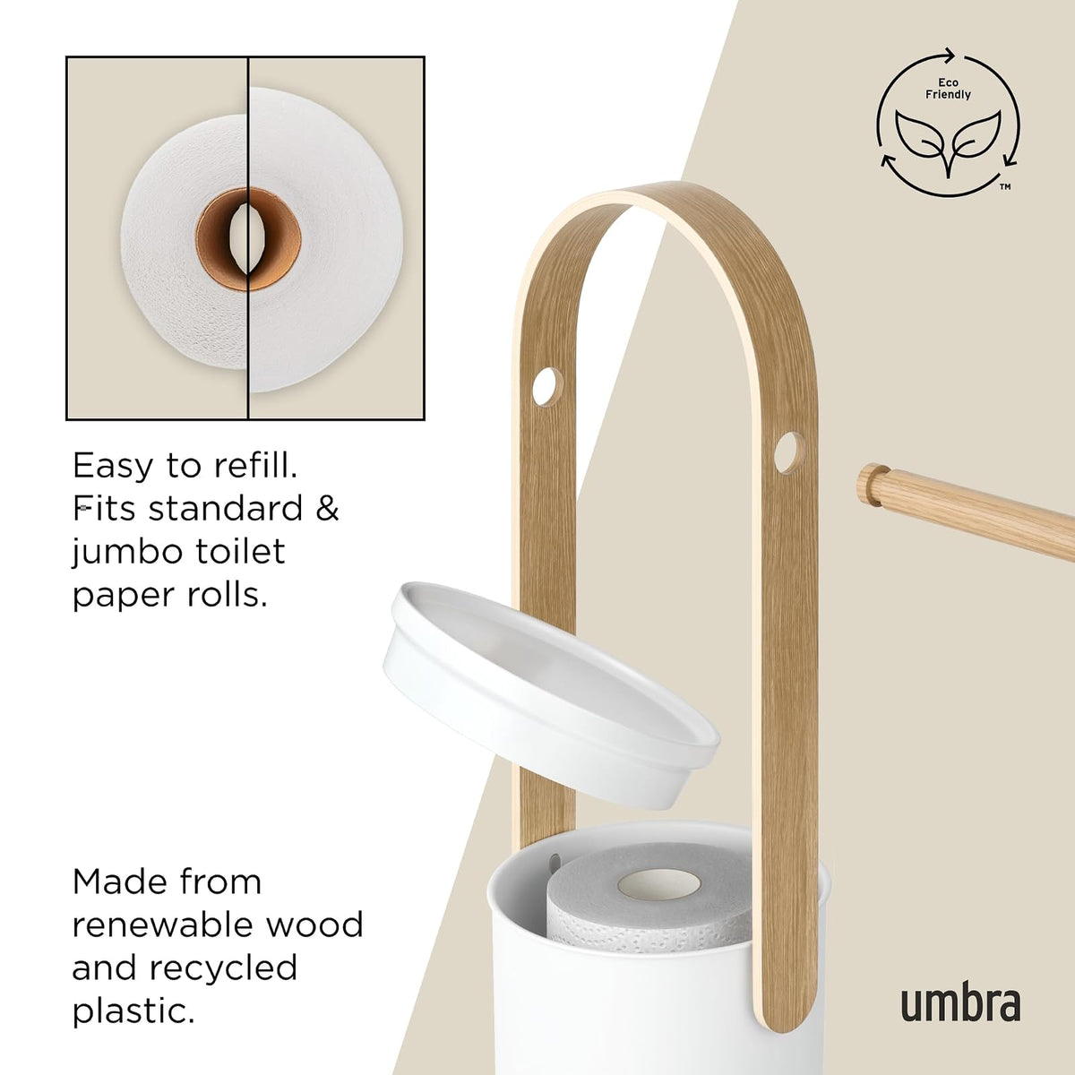 Umbra Bellwood Soporte de Papel higiénico con Compartimento de Almacenamiento para 3 Rollos