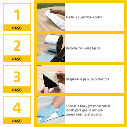 SIKA - Cinta Autoadhesiva Impermeable - Sika MultiSeal M - Aluminio - Cinta Asfáltica Autoadhesiva para Juntas y Traslapes - Rollo 5m x 10cm