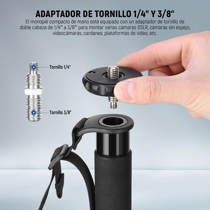 NEEWER 61"/155cm Soporte Monopié para Cámara, Monopié Portátil Viaje Aleación Aluminio con Adaptador de Tornillo 1/4" 3/8" para Videocámara DSLR, Accesorios Cámaras Profesionales, Carga 17.6lb, TP41
