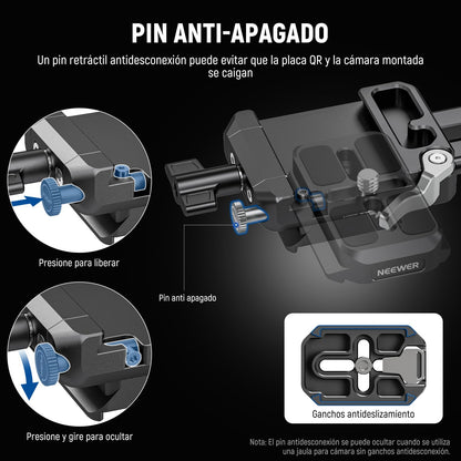 NEEWER Plegable Placa de Batería V Mount con Placa Base de Cámara de Liberación Rápida Tipo Arca Vídeo Rig Cámara DSLR Compatible con SmallRig Batería de V Montaje Jaula dji RS4 RS3 Gimbal, PS015 Pro
