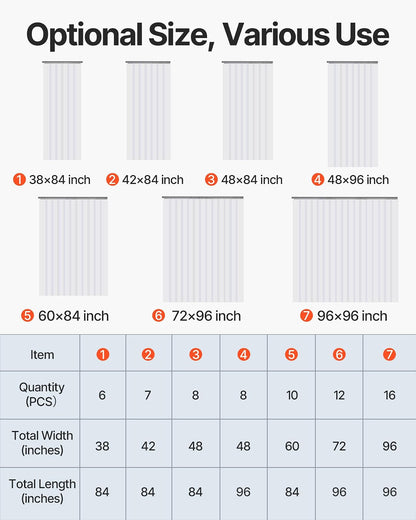 VEVOR 24PCS PVC Strip Curtain 96in (8 ft) Width x 96in (8 ft) Height, Vinyl Door Strips Strips 2mm Thickness, Plastic Door Curtain with 5cm Overlap, for Freezer Doors Warehouse Doors