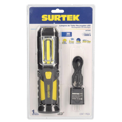 Surtek LAT300 Lámpara de Taller Recargable LED Cob, 300 Lúmenes, 5W