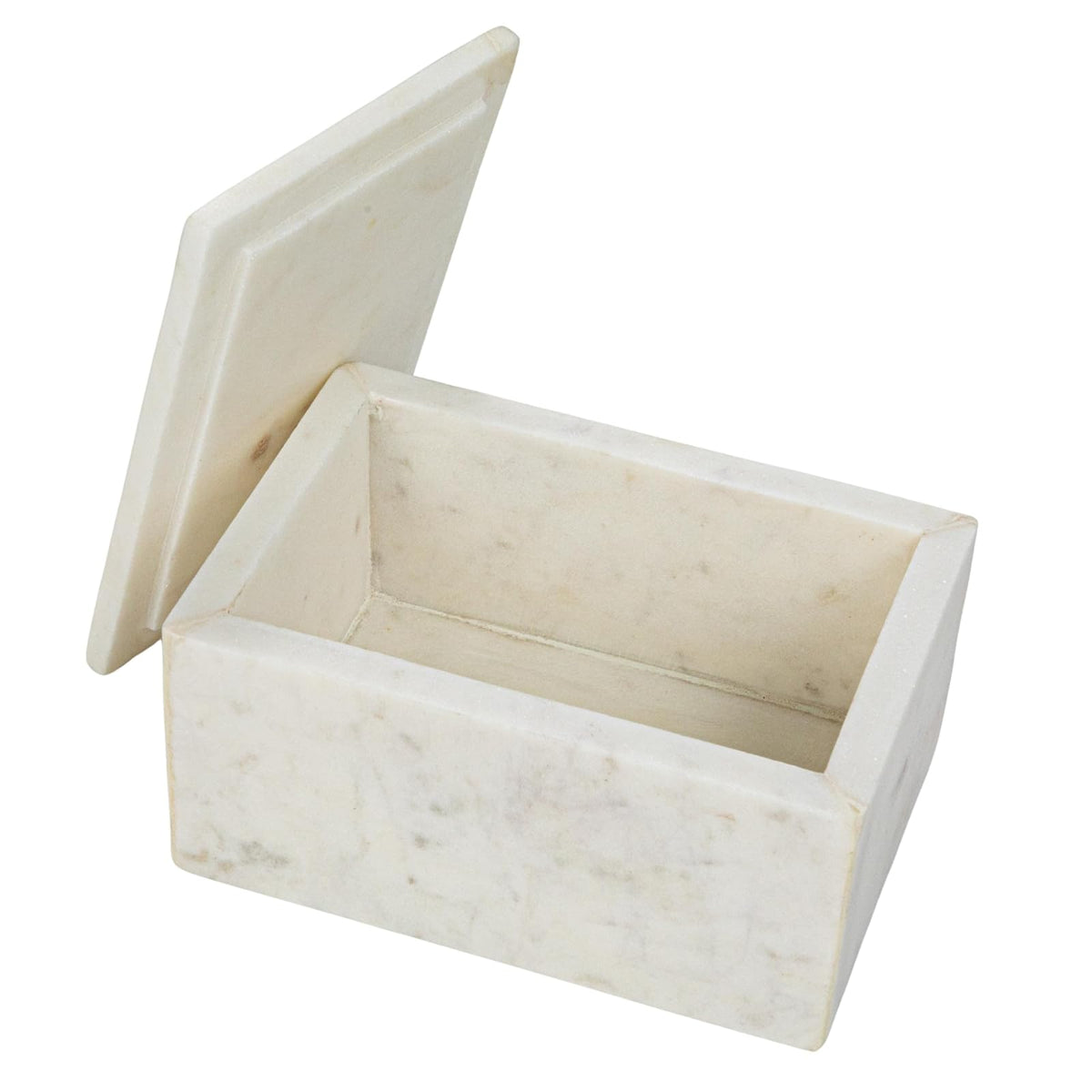 Bloomingville - Caja de almacenamiento de mármol con tapa, color blanco