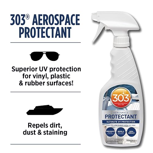 303 (30305) Aerosol protector marino UV para vinilo, plástico, hule, fibra de vidrio, cuero y más - Repelente contra el polvo y la suciedad - No tóxico, Acabado mate, Un solo color, 16 oz