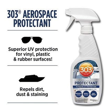 303 (30305) Aerosol protector marino UV para vinilo, plástico, hule, fibra de vidrio, cuero y más - Repelente contra el polvo y la suciedad - No tóxico, Acabado mate, Un solo color, 16 oz