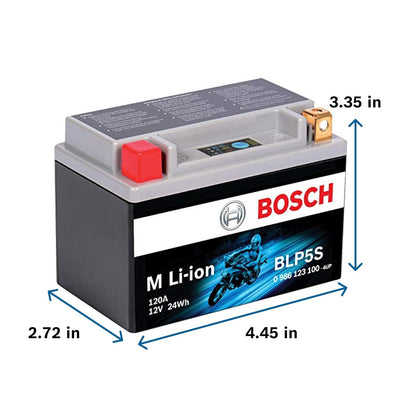 Bosch Batería Deportiva de Litio BLP5S, Grupo 5, 120 CA, 12 V, para Motocicleta, ATV/UTV, Negro