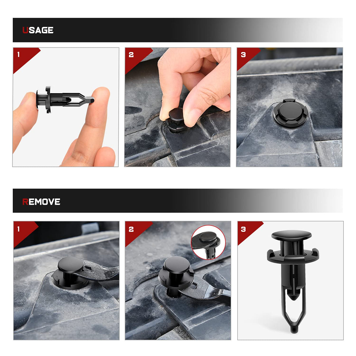 Nilight BL-71-A 100 Clips de Nailon Tipo Empuje 9 mm para Toyota con Removedor de Cierre