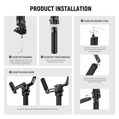 NEEWER Correa Hombro para Gimbals RS4 y RS3; Cinturón Acolchado Ajustable con Placa Base Liberación Rápida y Hebilla QD; Compatible con dji RS4 RS4Pro RS3 RS3Pro RS2 Sling Handle, Gris, GA016