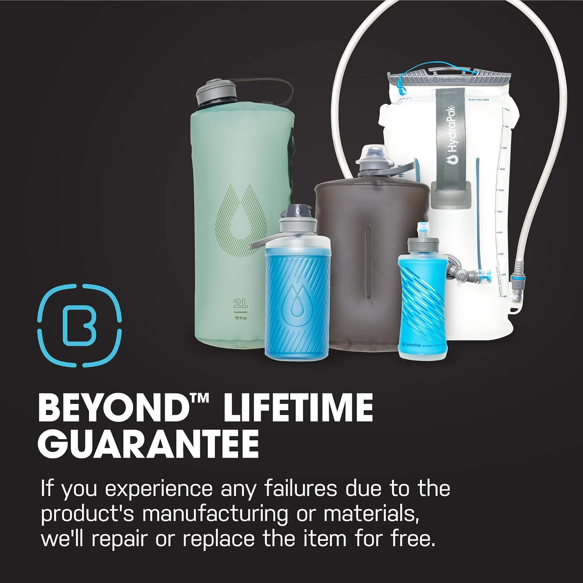 HydraPak Water Reservoir (1.5L, 2L, 3L) - Hydration Bladder Fits Most Backpacks – High-Flow Bite Valve, Leak Proof, Fully Reversible, and Dishwasher Safe