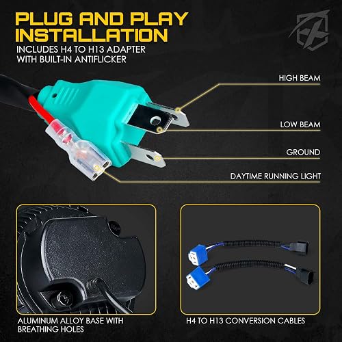 Xprite Faros Led De 7 Pulgadas Aprobados Por Dot, Compatibles Con Jeep Wrangler Jk Lj Cj Tj Hummber H1 H2 1997-2018, Con Luz Alta/Baja, Faros Delanteros Redondos Halo Drl
