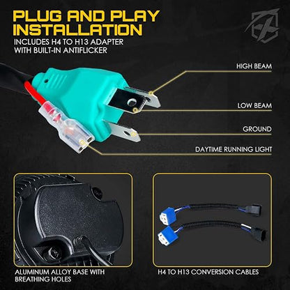 Xprite Faros Led De 7 Pulgadas Aprobados Por Dot, Compatibles Con Jeep Wrangler Jk Lj Cj Tj Hummber H1 H2 1997-2018, Con Luz Alta/Baja, Faros Delanteros Redondos Halo Drl